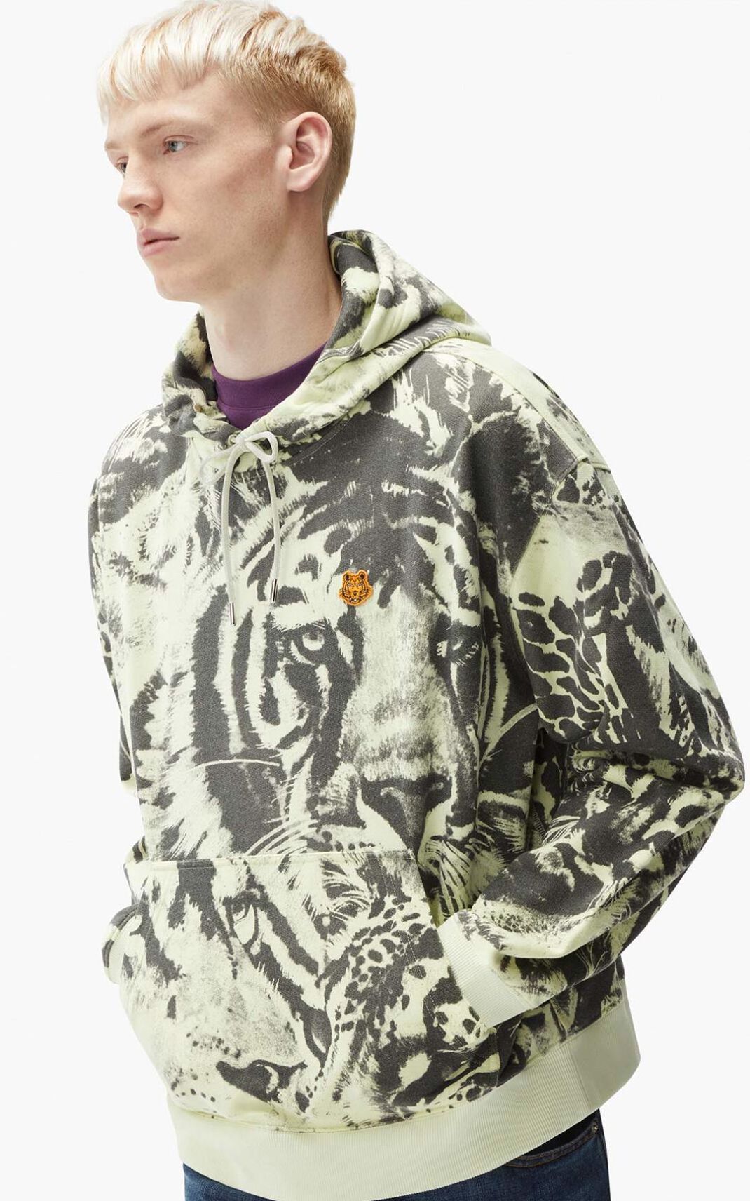 Kenzo Wildtigers oversize φουτερ με κουκουλα ανδρικα Μπεζ | GR017999